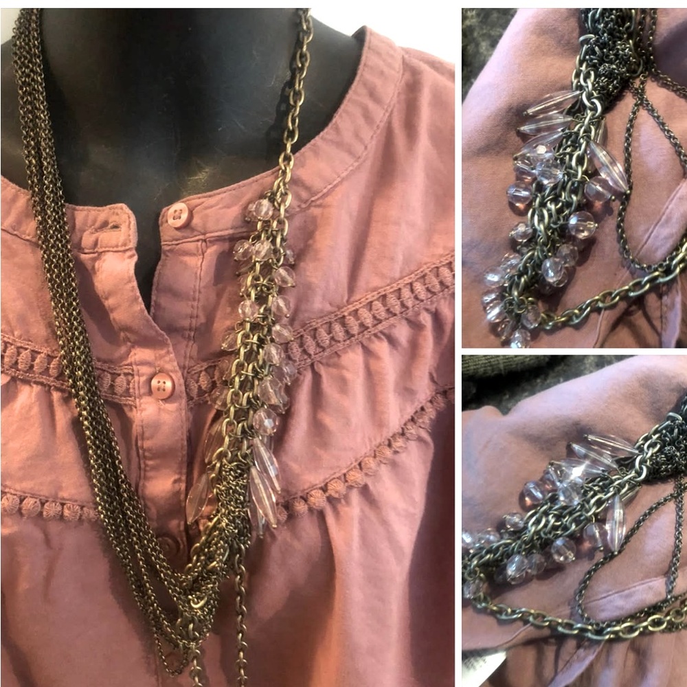2/$40 Waterfall Pink Beads Necklace